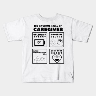 Awesome Skill of a Caregiver (White) Kids T-Shirt